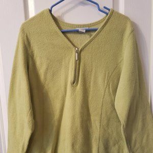 Avenue Lime Green Sweatshirt Material Top